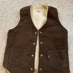 Levi's Brown Corduroy Vest with Sherpa Cream Lining